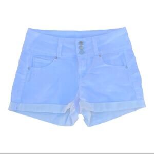 Wax Jean White High Waist 3 Button Stretch Cuffed Jean Shorts Size Small